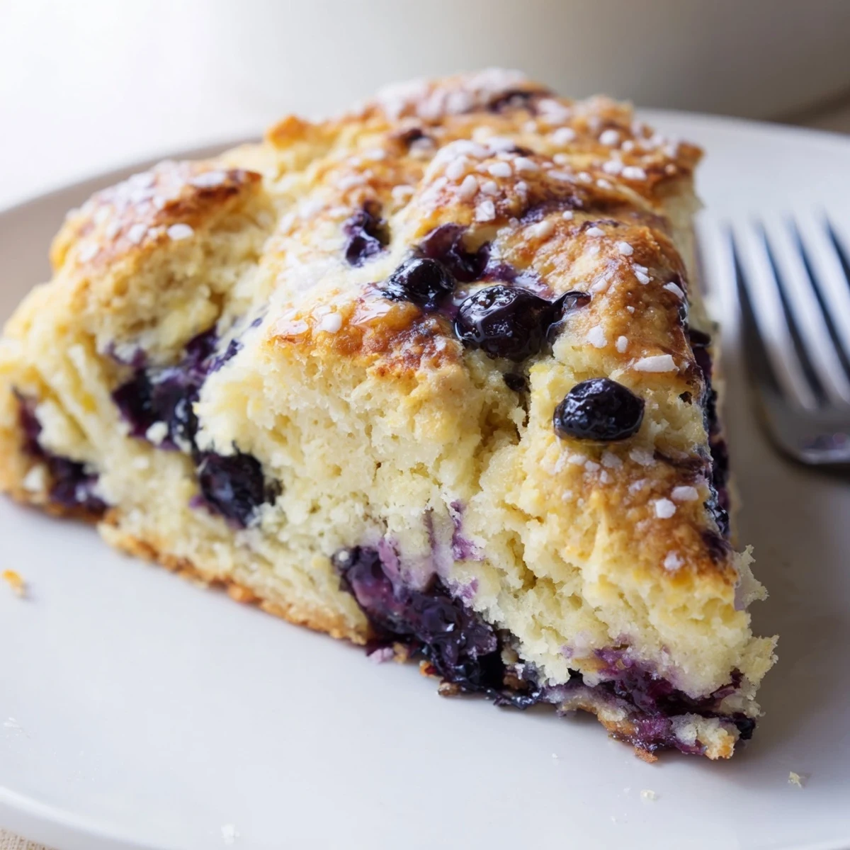 Golden brown Rustic Birch-Warm Blueberry Scones, fresh from the oven, ready to enjoy with a cup of tea.