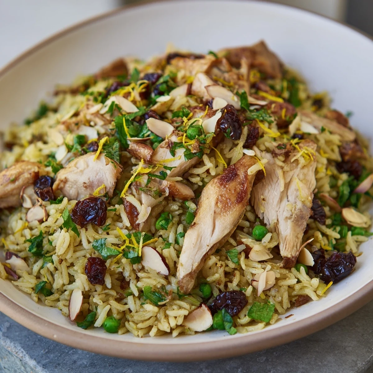 Imagine the aroma: warm Saffron Chicken and Rice Pilaf, a comforting Middle Eastern dinner with fluffy rice.