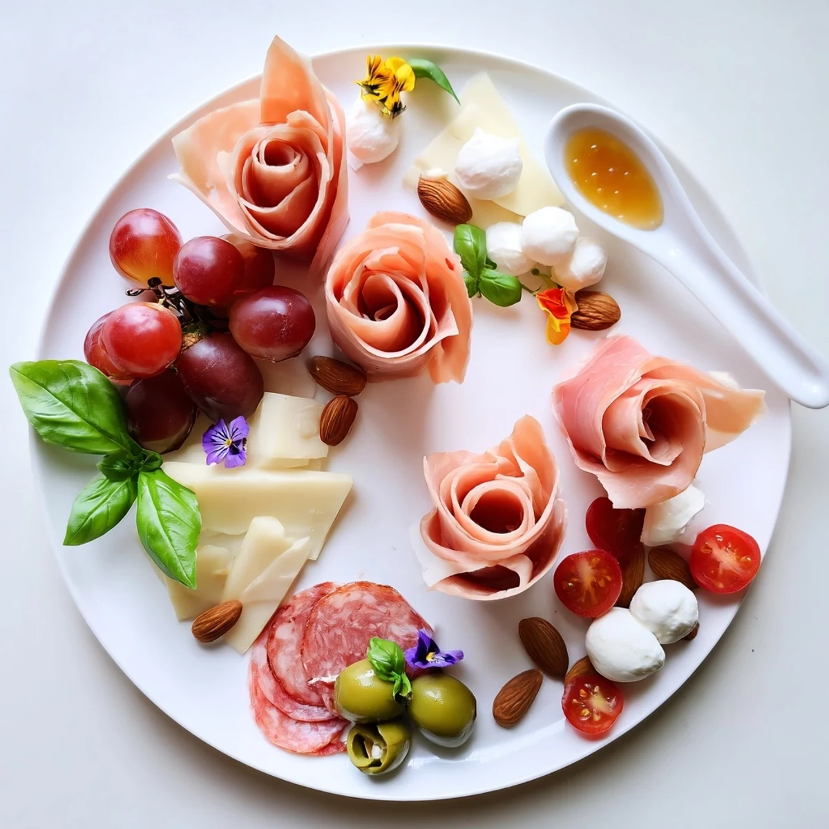 Imagine a stunning Prosciutto Rose Bouquet Board, boasting delicate prosciutto roses and creamy goat cheese.