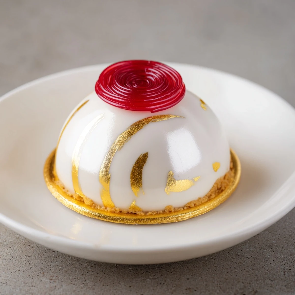 Elegant The Golden Ratio Shell dessert featuring a chocolate mousse spiral, ready to enjoy.