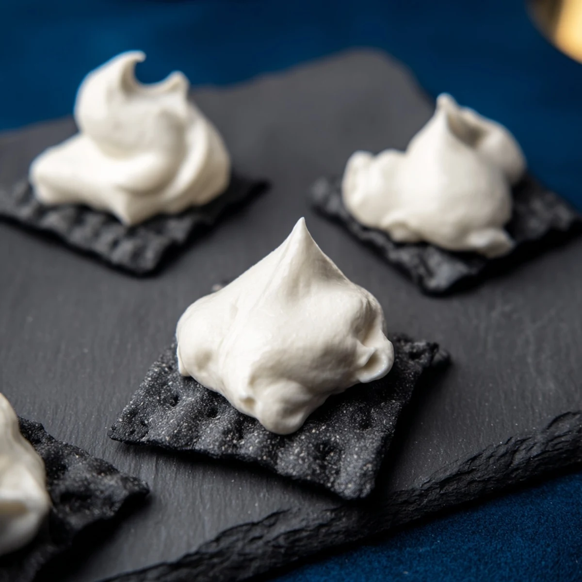 Appetizing The Stormy Sea appetizer features wavy crackers and creamy goat cheese whitecaps, ready to enjoy.