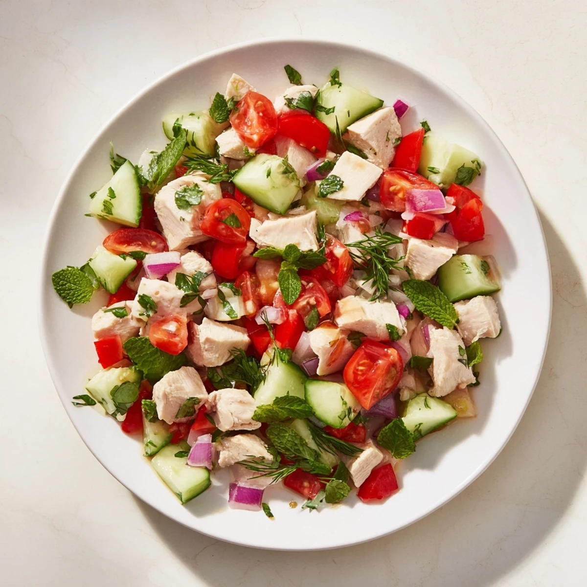 Cool cucumber and tender chicken make this Clean Shaker salad a delicious, refreshing summer meal.