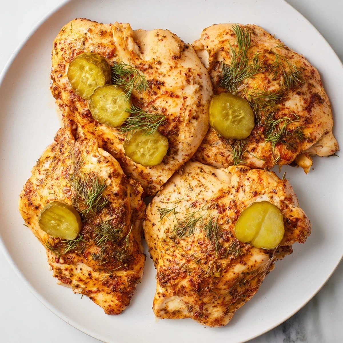 Golden-brown pickle ranch chicken breasts, flavorful and juicy, ready to savor for dinner tonight.