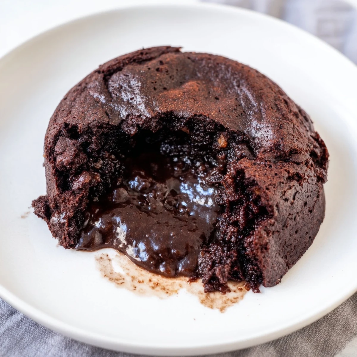 Ina Garten Brownie Pudding: A warm, gooey dessert with a dark crackle, ready to be served.