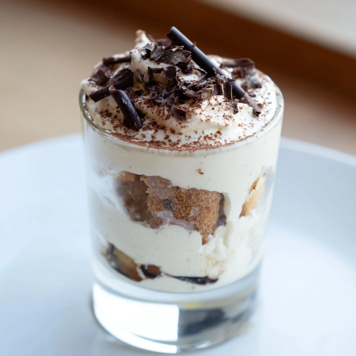 Deconstructed Tiramisu Shots in small glasses ready for a dessert party, creamy layers visible.