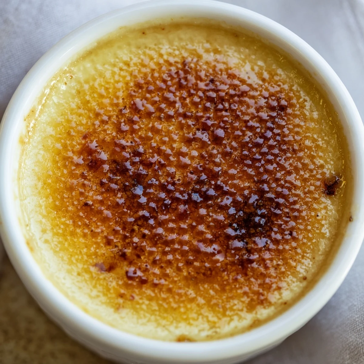 Silky 3-Ingredient Crème Brûlée with a crisp sugar top, perfect after a savory meal.