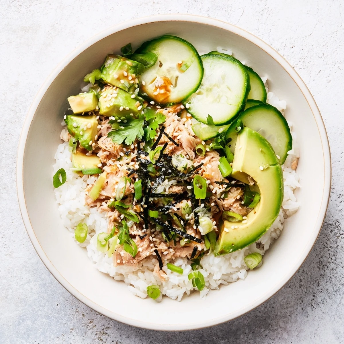 Avocado With Rice Tuna Avocado Rice Bowl with Sesame and Ginger Dressing