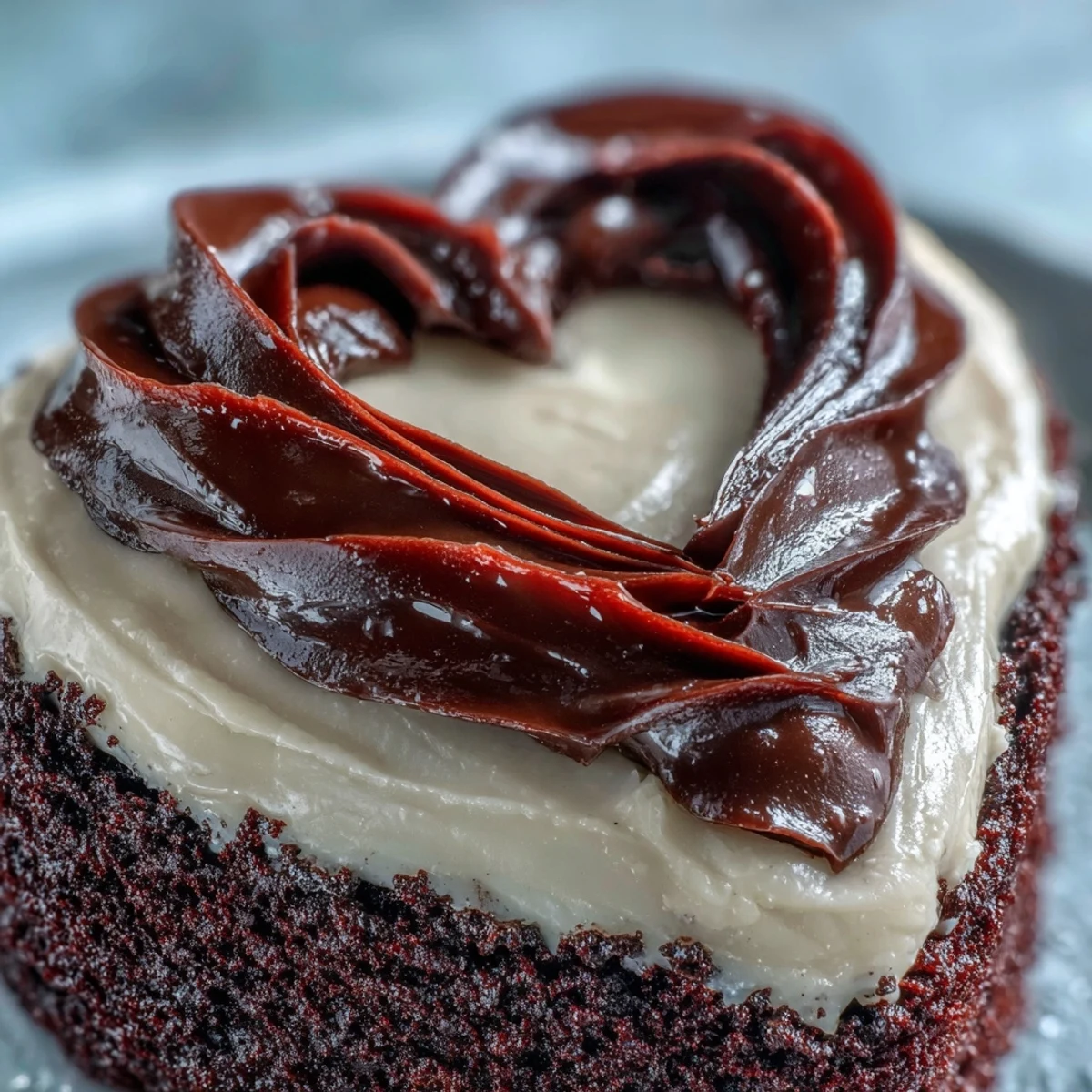 Red Betty Boop Heart Cake presented on a cake stand with heart-shaped slices ready to serve.