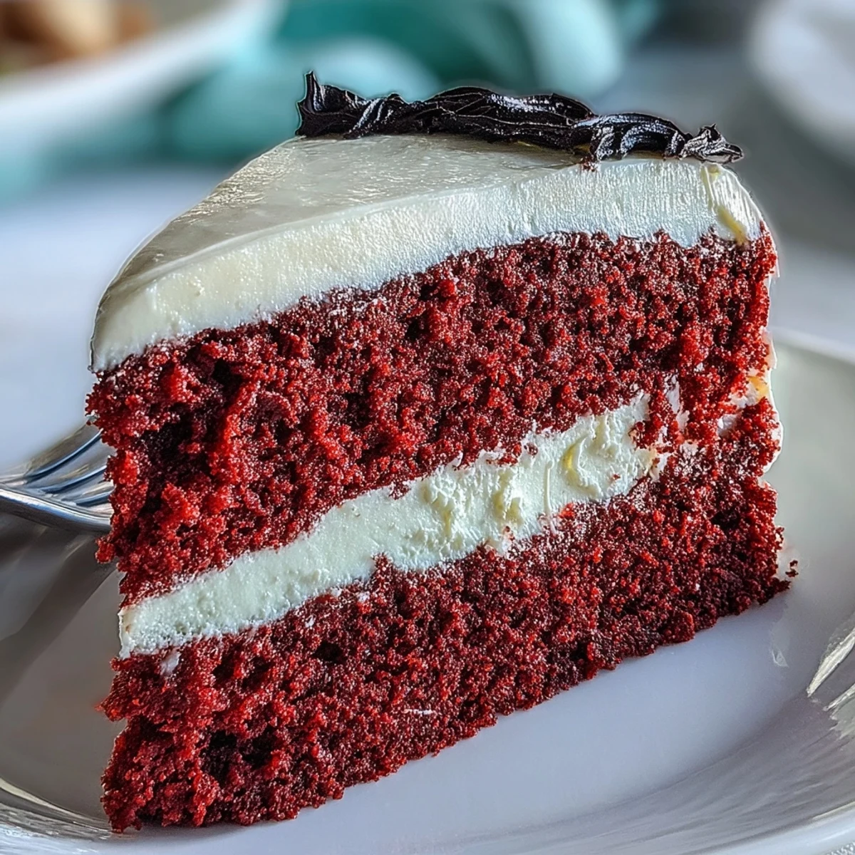 Showcasing the Betty Boop Cake with velvety red layers peeking from beneath smooth cream cheese buttercream.