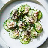 Sliced cucumbers and shredded imitation crab tossed in tangy mayo dressing, garnished with nori strips and toasted sesame seeds.