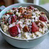 Healthy Easy Overnight Oats with Strawberry and Chia, creamy and topped with fresh berries, perfect for a nutritious breakfast.  