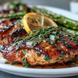 Juicy, herb-infused chicken and crisp asparagus baked together in a delicious one-pan meal.
