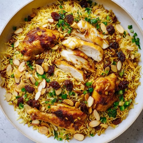 Golden Saffron Chicken and Rice Pilaf, a one-pot meal with tender chicken and fluffy, fragrant rice.