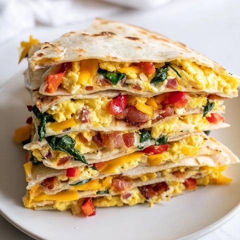 Golden, crispy Breakfast Quesadilla Hack featuring melted cheese, fluffy eggs, and savory fillings.