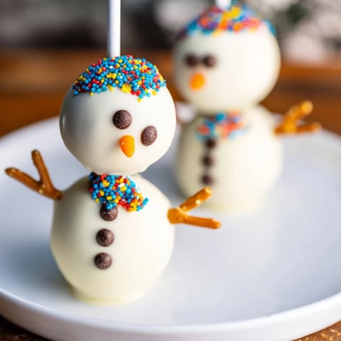 Oreo Snowman Cake Pops, coated in white chocolate, ready for a winter holiday treat, so festive!