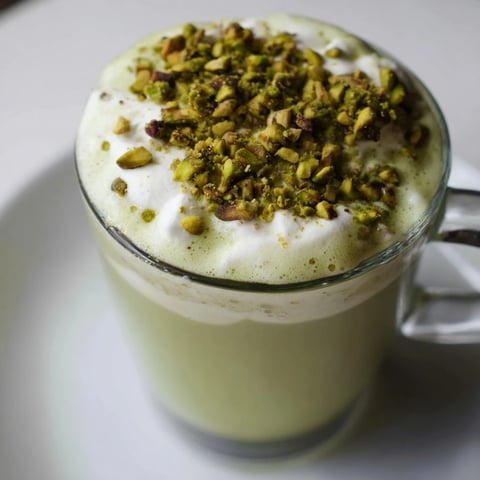 Steaming pistachio milk meets bold espresso in this delicious, frothy pistachio latte beverage.