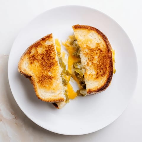 Buttery sourdough slices stuffed with gooey cheddar and pickled jalapeños, served warm next to a cozy bowl of tomato soup.  