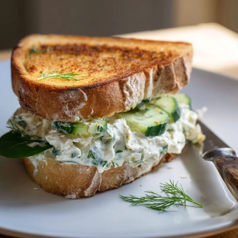 The Whipped Feta Spring Grilled Cheese is sliced open, showing a bright, velvety spread of feta and cream cheese on artisan bread.