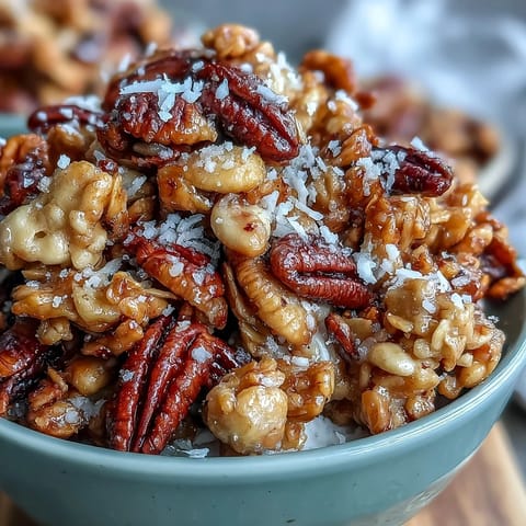 Crispy honey-sweetened granola baked with nuts and coconut, finished with a sprinkle of flaky sea salt.