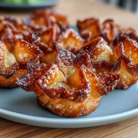 Crispy pan-fried chicken and veggie rice paper dumpling bites with golden edges and a savory, juicy filling.  