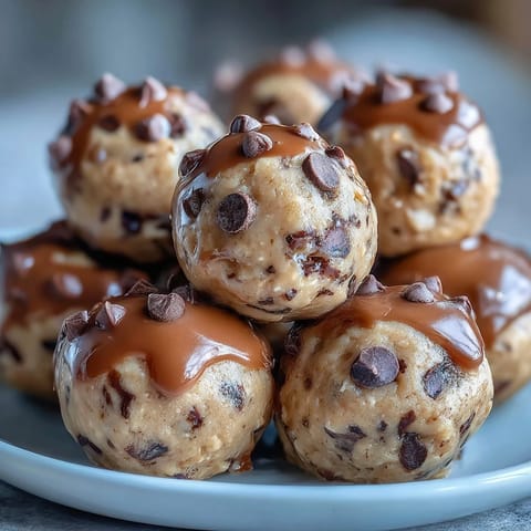 Delicious protein-packed cookie dough bites made with oats and almond butter, perfect for guilt-free snacking.
