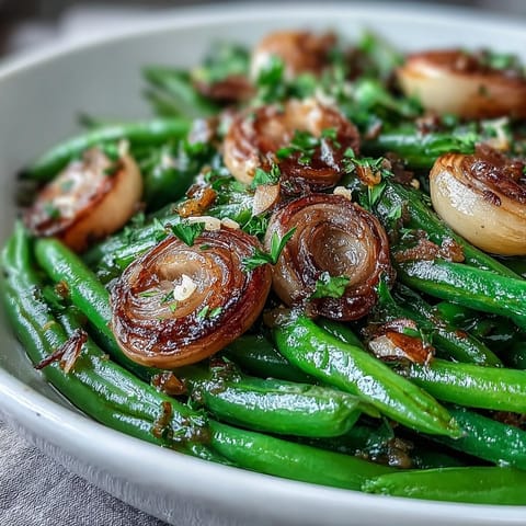 Tender green beans roasted to perfection with savory garlic, finished with a hint of citrus.  