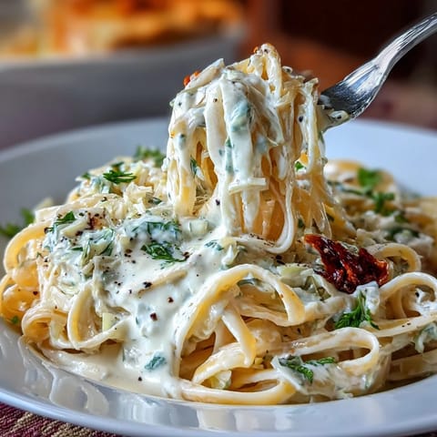 Creamy Cabbage Alfredo with tender noodles coated in rich, velvety sauce.