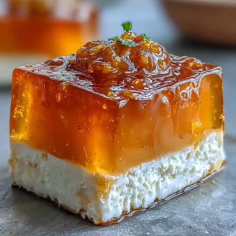 Vibrant mango agar-agar jelly cubes with creamy coconut milk, a vegan tropical dessert bursting with fresh fruit flavor.