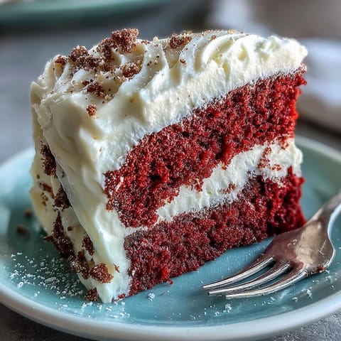 Moist Juneteenth Red Velvet Cake baked with rich cocoa and decadent frosting.