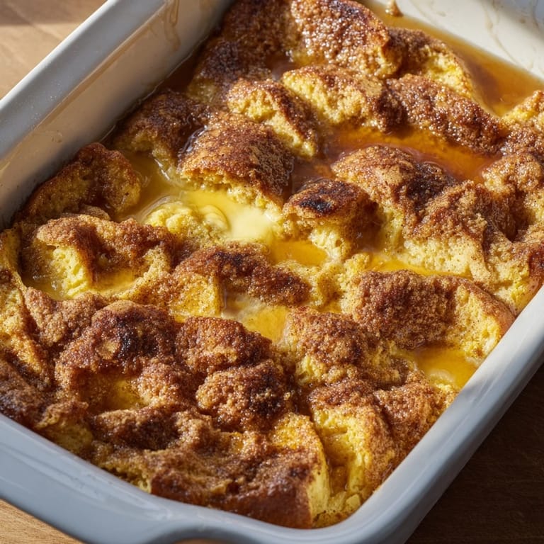 A close-up of a bubbling Soft Spice Baked French Toast Casserole, smelling of warm cinnamon and comfort.