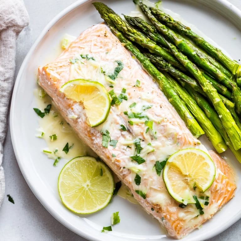 Juicy pan-seared lemon-butter salmon with vibrant asparagus, ready in minutes for a quick dinner.