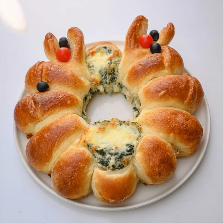 Imagine the warm, bubbling Spinach Dip filling the savory Reindeer Antler bread ring.