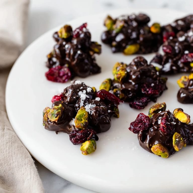 Delectable Pistachio and Dried Cranberry Clusters glistening on a baking sheet, ready for a delicious, gourmet snack.