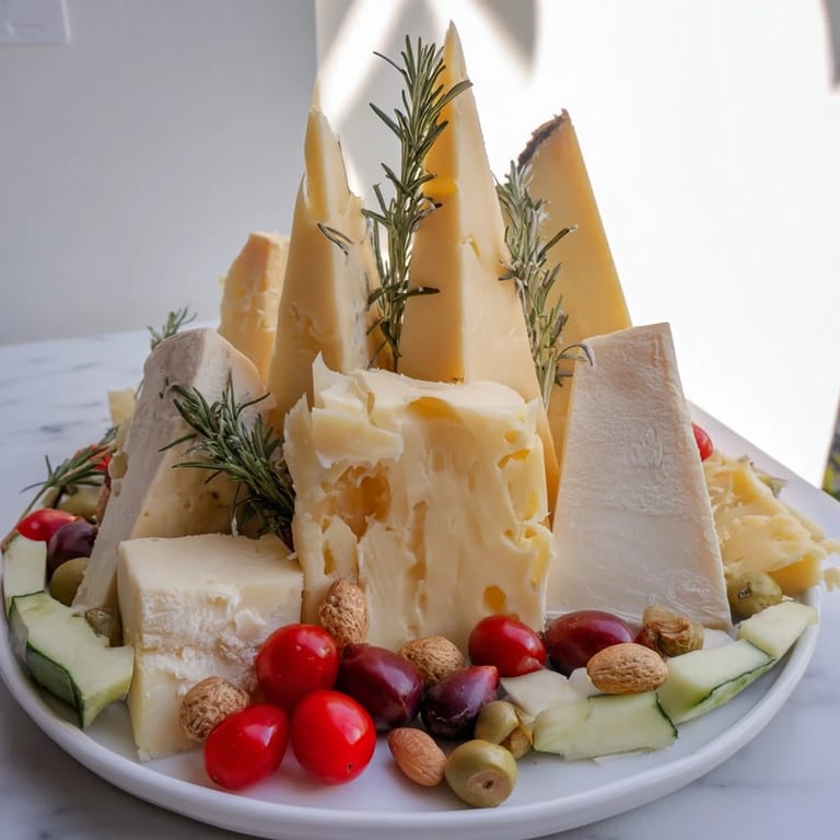 A beautiful Sculptural Cheese Landscape: imagine vibrant cheese peaks alongside crackers and grapes for serving.