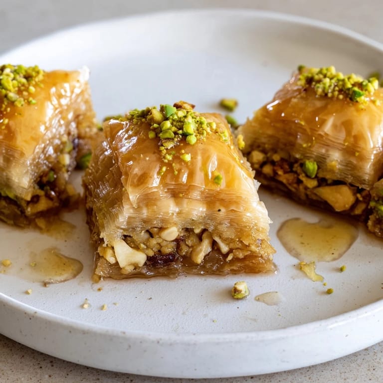 Layers of buttery phyllo, nuts, and syrup shine in this homemade Turkish Baklava; a treat.