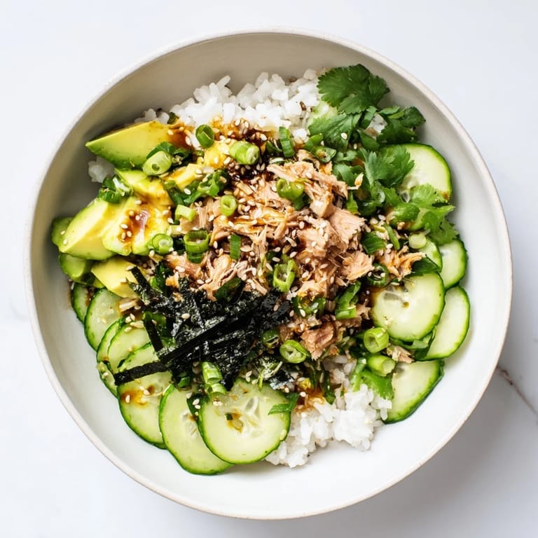 Ready in 30 minutes, this Tuna Avocado Rice Bowl combines wholesome ingredients for a quick, nourishing meal perfect for lunch or a light dinner.