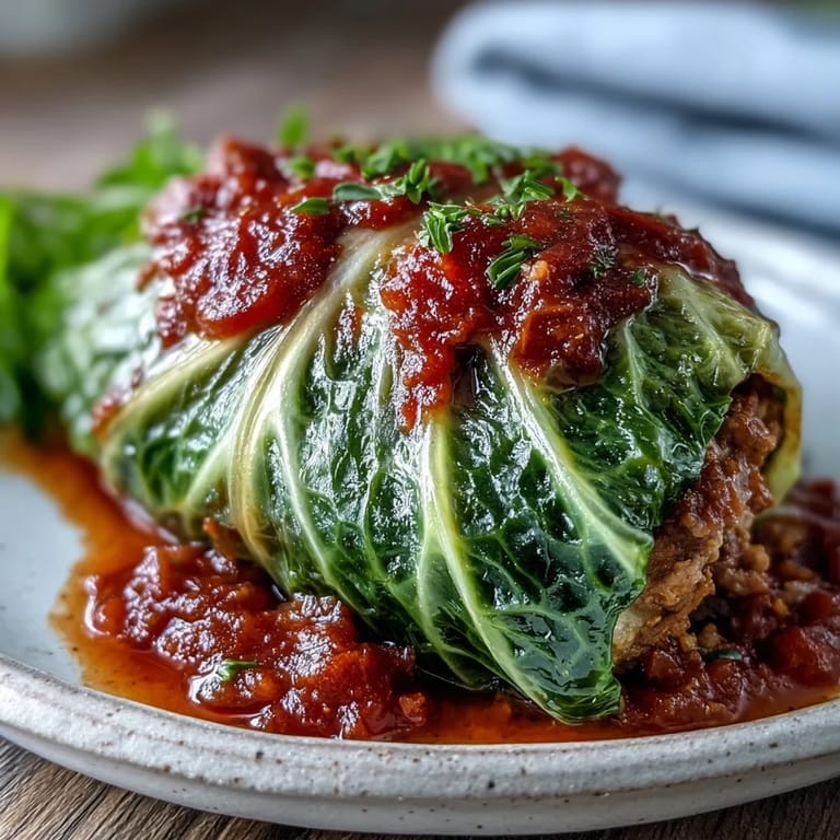 Hearty Eastern European Cabbage Rolls plated for a family dinner, with rustic bread to mop up tomato sauce.