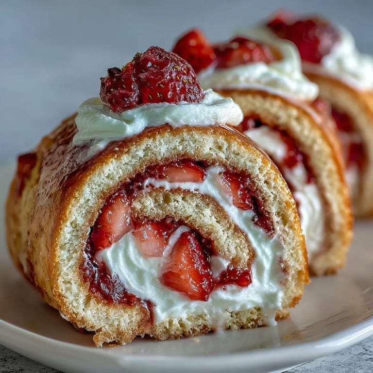 For a stunning dessert centerpiece, arrange the Strawberry Shortcake Sushi Roll pieces on a platter surrounded by extra ripe berries.