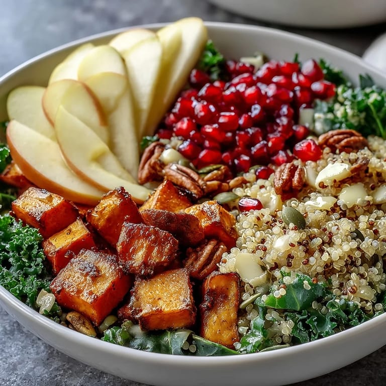 Golden roasted sweet potatoes and massaged kale make this Kale Harvest Grain Bowl a colorful, nutritious meal.