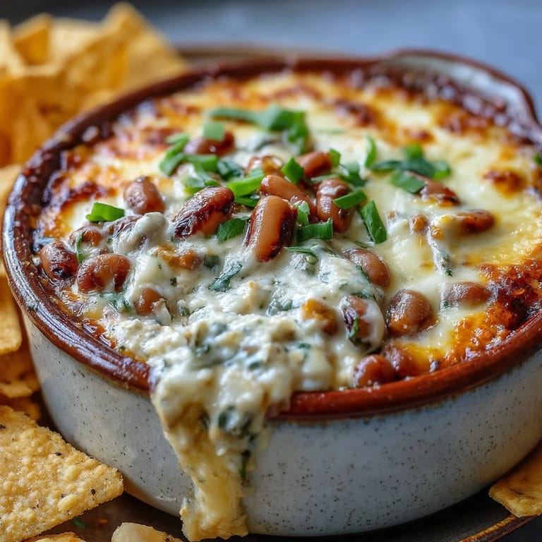 Warm Black-Eyed Pea Dip fresh from the oven, featuring a rich blend of cream cheese and savory black-eyed peas.