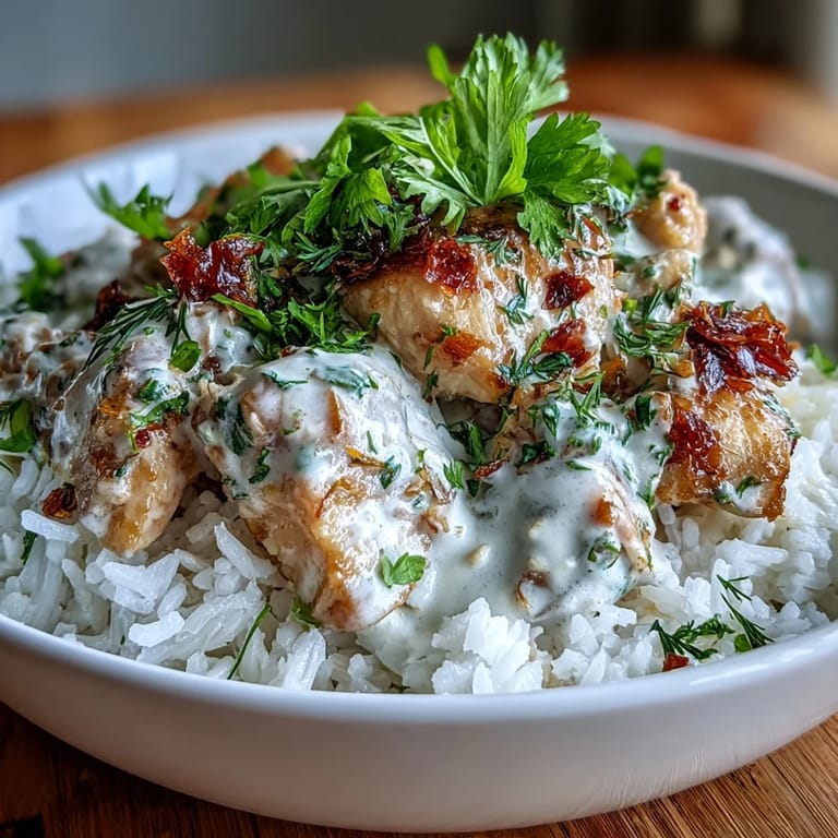 Fresh cilantro and green onions top this vibrant Coconut Chicken Rice Bowl, perfect for a quick weeknight meal.