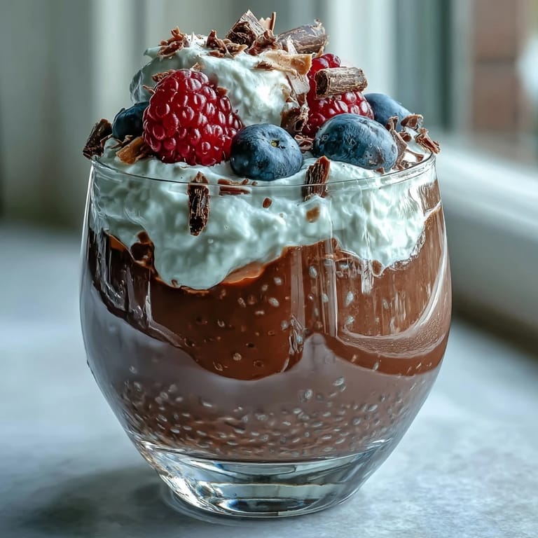 Fresh raspberries and shaved dark chocolate garnish this Vegan Chocolate Chia Pudding Parfait for a healthy dessert.