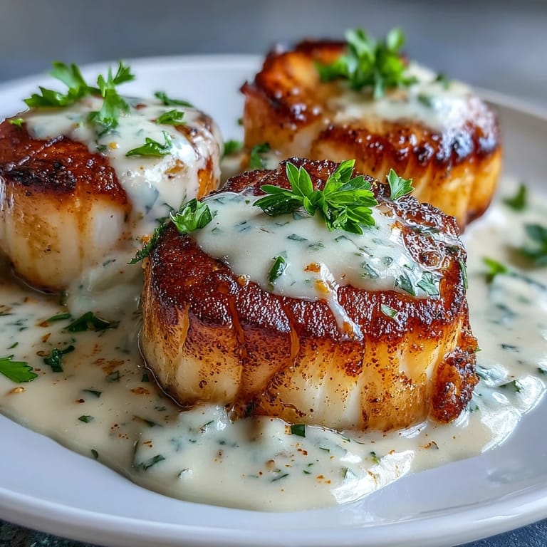 Golden-crusted sea scallops served in a velvety Cajun cream sauce, perfect for an elegant yet easy weeknight dinner.