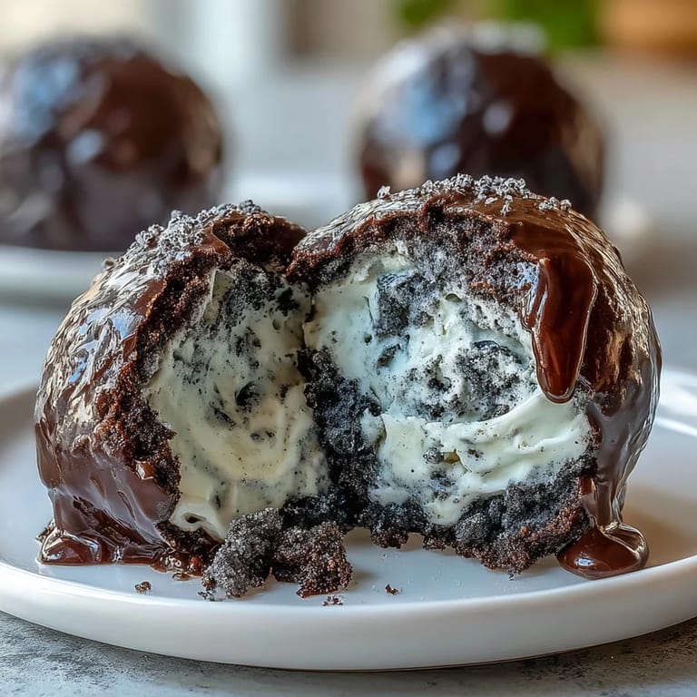 A platter of black sesame mochi ice cream balls, showcasing the contrast between the smooth, nutty ice cream and the tender, translucent mochi exterior.  