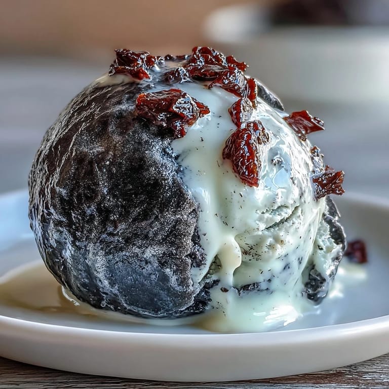 Black sesame mochi ice cream served on a bamboo tray, highlighting the rich, roasted flavor and satisfying texture of this Japanese-inspired dessert.