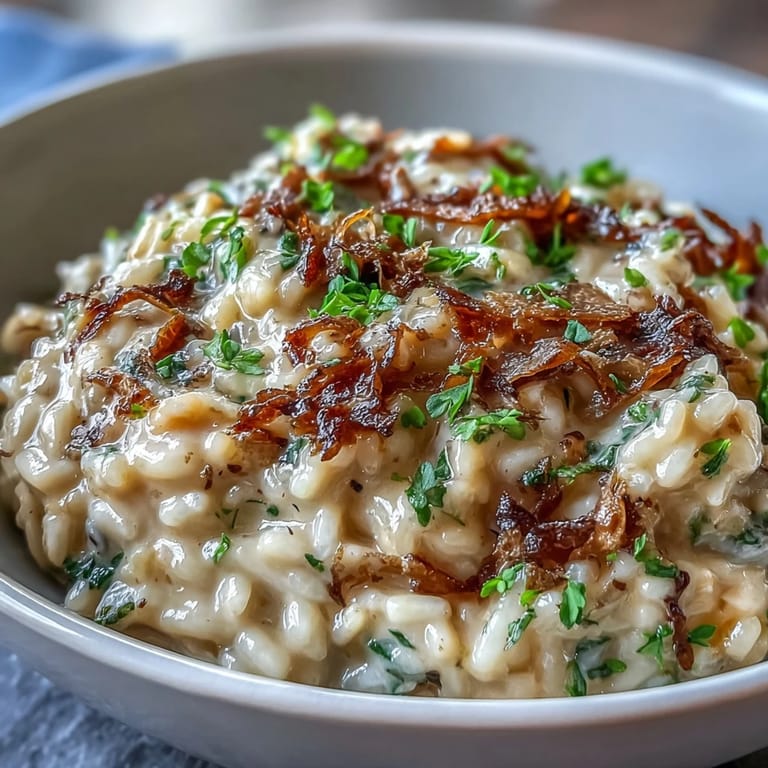 Rich, aromatic risotto infused with truffle oil and white wine, finished with fresh pea shoots and Parmesan cheese.  