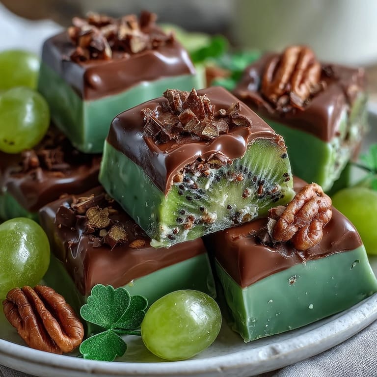 Vibrant green snack platter featuring sliced kiwi, cucumber, snap peas, and green grapes alongside creamy dips and festive sweets for St. Patrick's Day.  