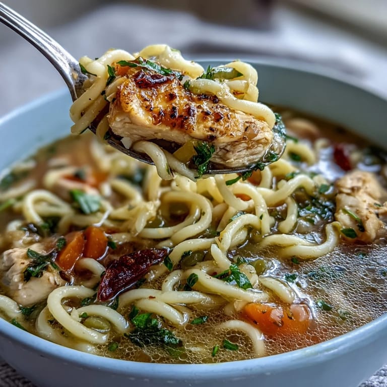 Wholesome Chicken Run One-Pot Chicken Noodle Soup loaded with chicken, fresh vegetables, and noodles—perfect for a cozy, satisfying meal.
