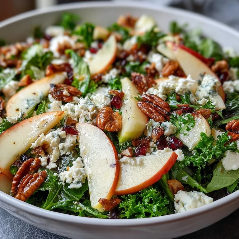 Bright and refreshing celery apple salad with crunchy walnuts, feta cheese, and a tangy honey mustard dressing for a perfect side.