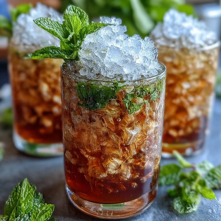 Kentucky Derby Mint Julep Mocktail with Fresh Mint: Chilled, sparkling, and infused with homemade mint syrup, this non-alcoholic drink offers a cool, crisp sip perfect for summer celebrations.